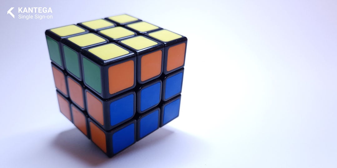 Partly solved Rubik's cube where the top part is yellow